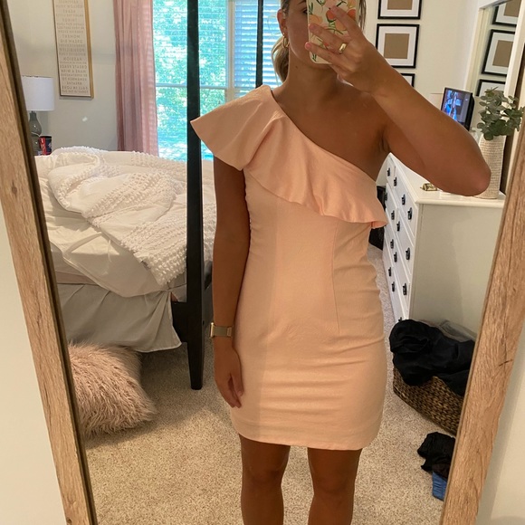 ASOS Pink Ruffle Bodycon Dress - Picture 1 of 5